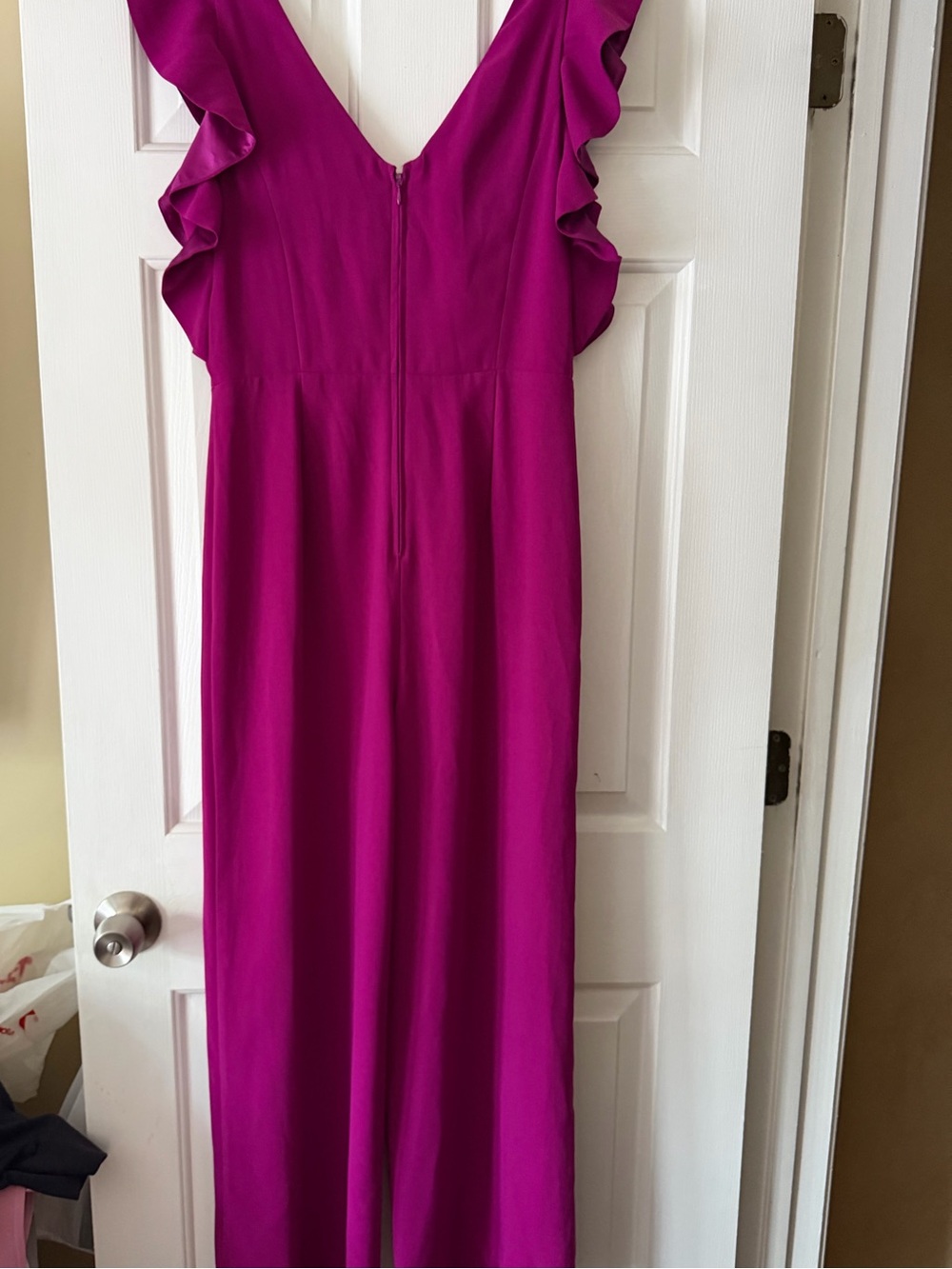 Lilly Pulitzer Kallie Ruffle Jumpsuit Bordeaux Berry, size 8 - Picture 4 of 8